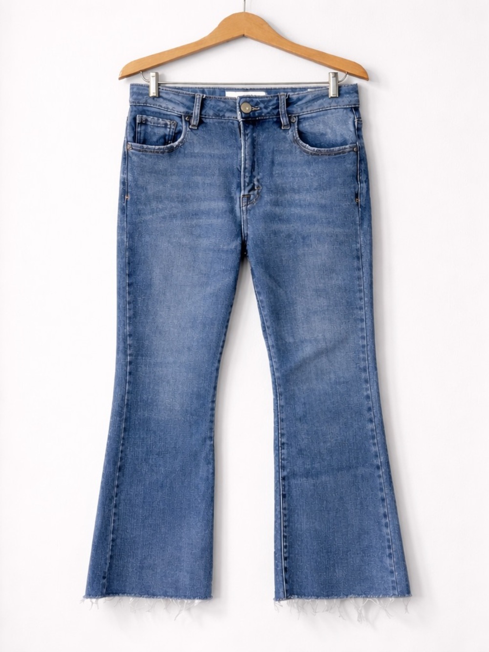 ✨ Hidden Cropped Bootcut Jeans Medium Wash Raw Hem Denim Size 26